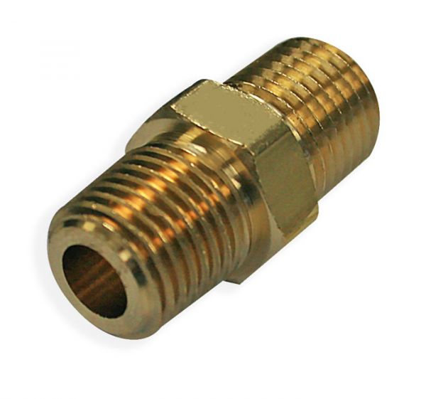 Шестигранный ниппель, 1/4" x 1/4" NPT, латунь